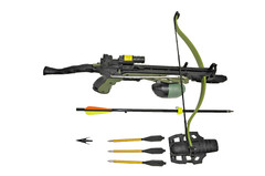 80lbs. Power SARION GREEN Cross Bow w/ Red Laser, Fishing Gear & more!!