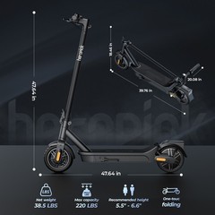 Electric Scooter Adults 10in Pneumatic Tires 500W Motor 19 Miles Range UL2272