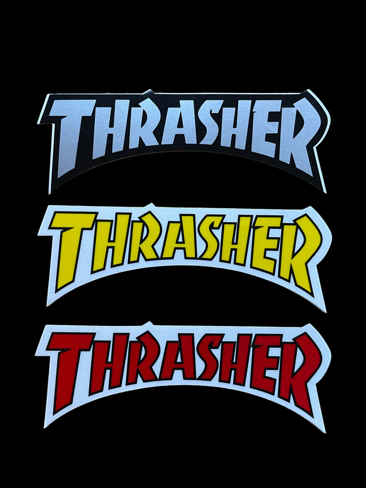 3 VTG 1990s Thrasher Skateboard Magazine sticker 5.5″ THRASHER magazine