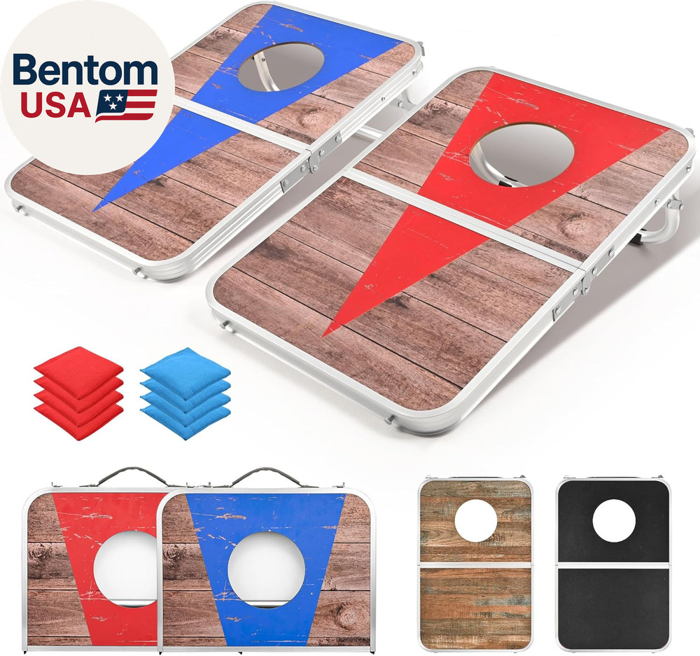 Portable Cornhole Board Set,24X16 / 30×20In Corn Hole Games for Adults with 8 Be