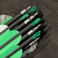12Pc Archery 30″ Fiberglass Arrows Spine 500 OD 8mm 4 Compound Rec Now Gre/White
