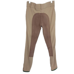 Devon Aire Ribbed Leather Equestrian Riding Breeches Pants Women Size 28 Beige