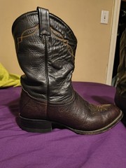 Vintage Tony Lama 2032 Shrunken Bull Shoulder Cowboy Boots Men’s US Size 10EE