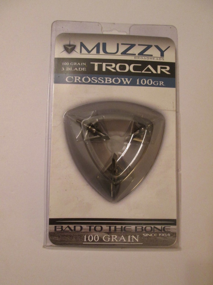 Muzzy Trocar 100gr 3-Blade Fixed Broadheads Archery Hunting – NEW