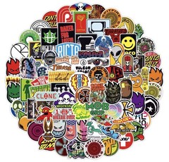 Skate Logo Brand Stickers 50pk Mix Santa Cruz Thrasher Baker Alien Skateboarding