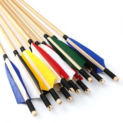 12X 32″ Archery Wooden Arrows 5″ Feather Field Tips Traditional Bow Longbow Hunt