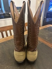 Tony Lama 6214 Western Boots Mens 11D Cowboy Brown Lizard Snip Toe Vamp USA Made