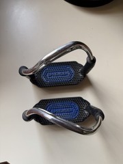 Herm Sprenger Bow Balance Stirrups Blue & Black Treads, sz 4.5