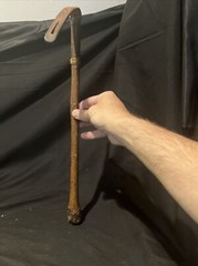 Victorian Burlesque Wood And Leather Riding Crop 19 In