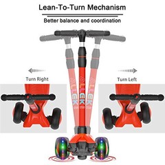 Kick Scooter B03 – Lean ‘N Glide 3-Wheel Push Scooter with Extra Wide PU Red