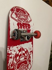 Speed Demon Skateboard 31in x 7.75in Concave Board Double Kick Tails Skull Red