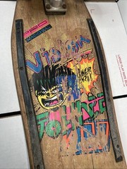 Vintage 80’s Vision Johnee Kop, Power Brah! Wood Skateboard / INVADER trucks