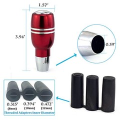 Push Button Car Knob Shifter Handle, Aluminum Alloy Gear Stick Shift Fit Red