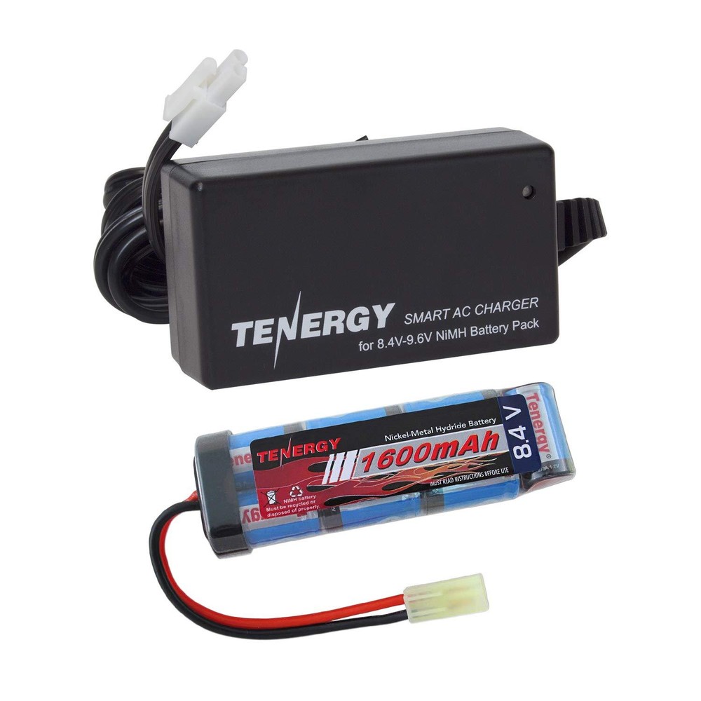 Tenergy 8.4V 1600mAh Flat NiMH Airsoft Battery Pack+8.4V-9.6V NiMH Smart Charger