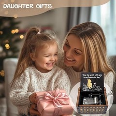 Cute Bear Best Friend Wood Music Box Gifts for Women, Friendship BBF Daughter