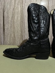 Vtg 80s Durango Black Leather Western Cowboy Boots Mens 10.5 Pull On