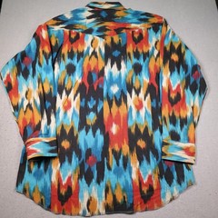 Wrangler Western Shirt XL 17-17 1/2 Multicolor Ikat 100% Cotton Long Sleeve
