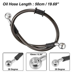 50cm 19.69″ Motorcycle Braided Brake Clutch Oil 20 Inch Black Carbon Fiber