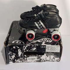 Bont Quadstar Roller Skates Derby Black Leather White Ballistic Wheels Size 8