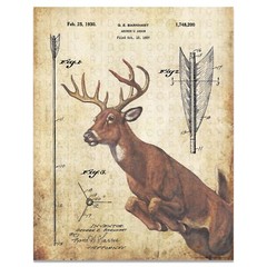 Vintage Archery Arrow Patent Art Print Whitetail Deer Bow Hunting Wall Decor