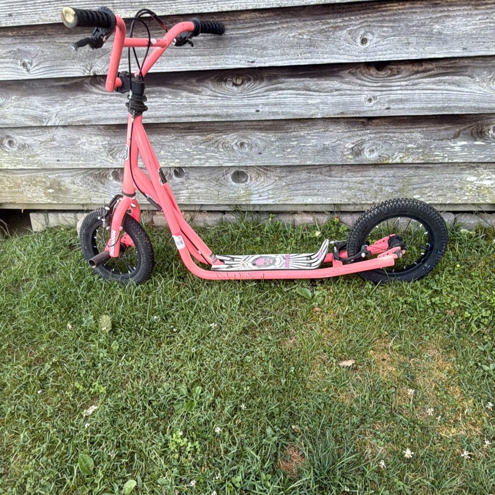 Mongoose Kick Scooter Pink/Black Inflatable Tires Handlebar Brakes