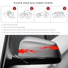4PCS Car Flame Reflective Sticker, Racing Sports Flame Style Waterproof Red
