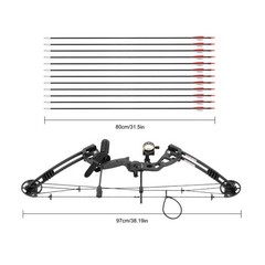 Black Compound Bow Kit with 12 Arrows Right Hand Archery Hunting Set 30-55lbs US
