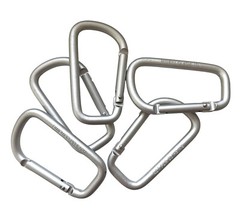 Pack 100 pcs 3″ Heavy Duty Carabiner Silver D Clip Key Chain Spring D Shape