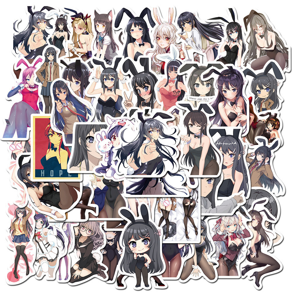 50pcs Bunny Girl Sticker Pack For Water Bottle,Laptop,suitcase,Journaling