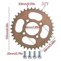 420 Chain Rear Sprocket 37T 41T 43T 50T 60T 76T For ATV Go Kart Apollo Dirt Bike