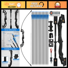 Recurve Bow & Arrow Set 30-40lbs Right-Handed Archery Kit with Carbon Arrows & A