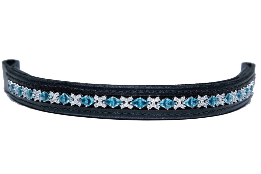 Browband People On Horses Ice Blue Topaz/Clear – 1 3/4″Endloop – (3)16″, (1) 17″