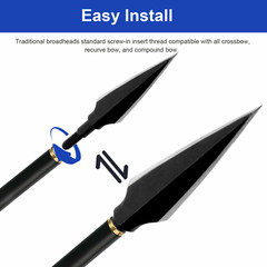 12X 150gr Archery Arrowheads Hunting Tips Screw Points Crossbow Arrow Broadheads
