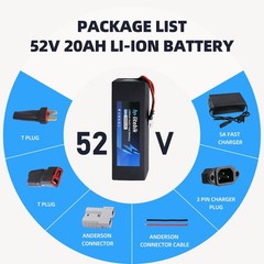 52V 20AH Lithium Battery 50A BMS for electric bicycle 2600W Motors Anderson plug