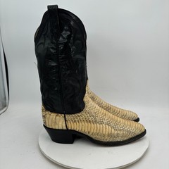 Dan Post Men Size 9D Brown Snake Skin Pull On Western Cowboy Boot