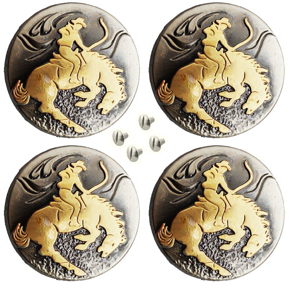 Conchos Western Saddle Tack 1-1/4″ Engraved Horse Rider Screw Back 4 PCS Co557