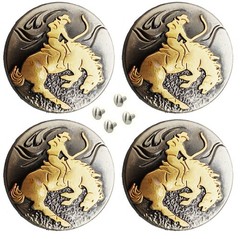 Conchos Western Saddle Tack 1-1/4″ Engraved Horse Rider Screw Back 4 PCS Co557
