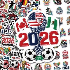 20Pcs Random 2026 World Cup Soccer Sport Party Favor Waterproof Stickers