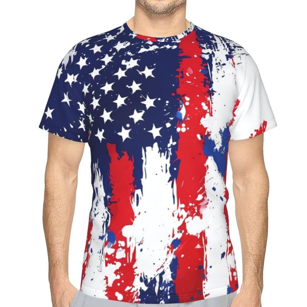Pagaduan Mens Red Blue White Tie Dye Shirt Adult 4Th Of July Usa Flag Outfit