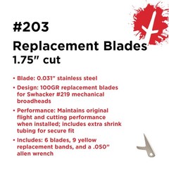 Swhacker #203 Replacement Blades 100 Grain 1.75″ Cut Stainless Steel 6-Pack