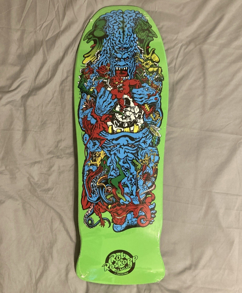 New Santa Cruz Rob Roskopp Target 5 Fluorescent Green Reissue Skateboard Deck