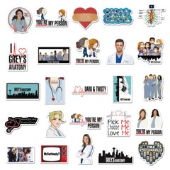 50pcs Waterproof Vinyl Grey’s Anatomy Sticker Pack For Laptop,Water Bottle