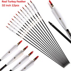 30″/32″ Turkey Feathers Carbon Arrows Spine500 for Compound Recurve Bow Hunting