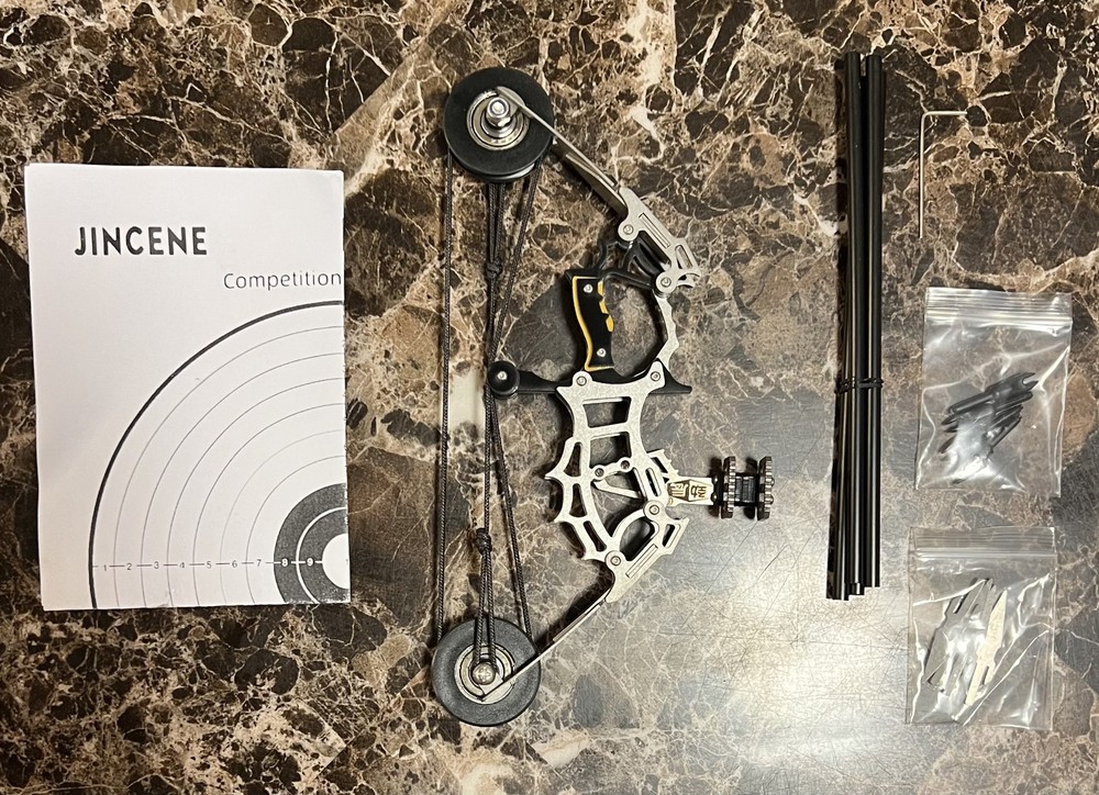 JINCENE Mini-Compound Bow Compound Bow Set Aluminum Silver & Black with Arrows