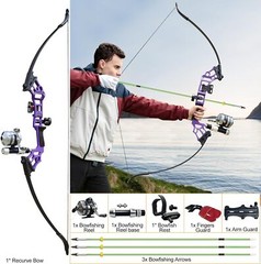 40lbs Bowfishing Bow Arrow Set Adults Beginner Combo Kit Reel Fish Recurve Bows