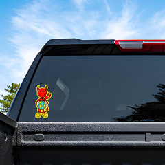 World Industries Vinyl Waterproof 3 Pack Devil Man holding Earth Stickers, 5.5″