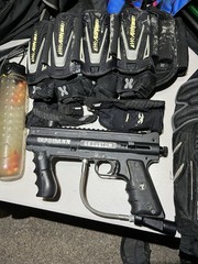 Tippmann Model 98 Custom Paintball Gun + Bag, Paint, Accessories, Pads Etc