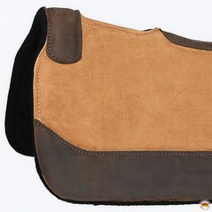 82HS Hilason Western Wool Felt Horse Saddle Pad Top Suede Leather Brown
