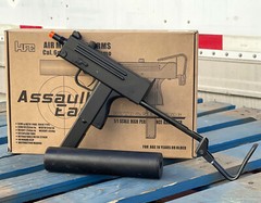 FULL SEMI AUTO SMG MAC 11 GAS BLOWBACK TSD METAL AIRSOFT RIFLE W/MOCK SUPPRESSOR