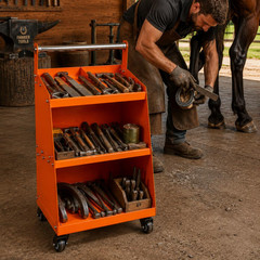 Heavy Duty Farrier Tool Cart with Wheels | Metal Hoof Care Organizer Storage